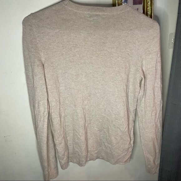 SAKS FIFTH AVENUE Black Label Embellished Cashmere Sweater In Beige- Size Medium - Picture 5 of 11